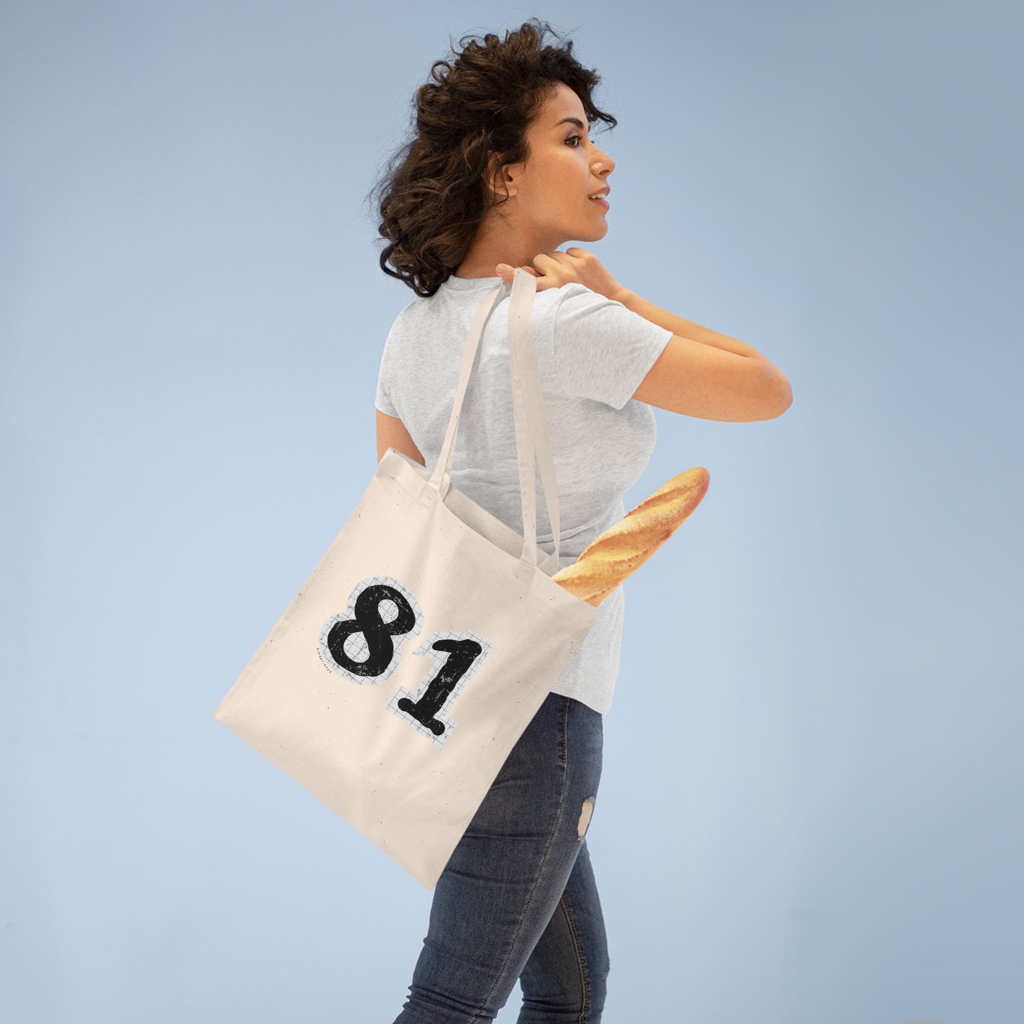 Minimalist Canvas Tote Bag with '81' Design - Eco-Friendly Shopping & Everyday Use