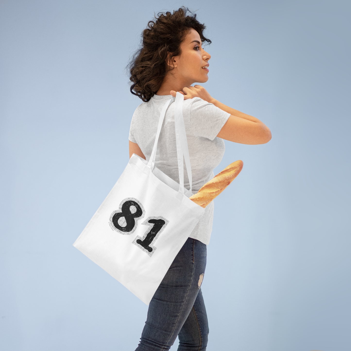 Minimalist Canvas Tote Bag with '81' Design - Eco-Friendly Shopping & Everyday Use